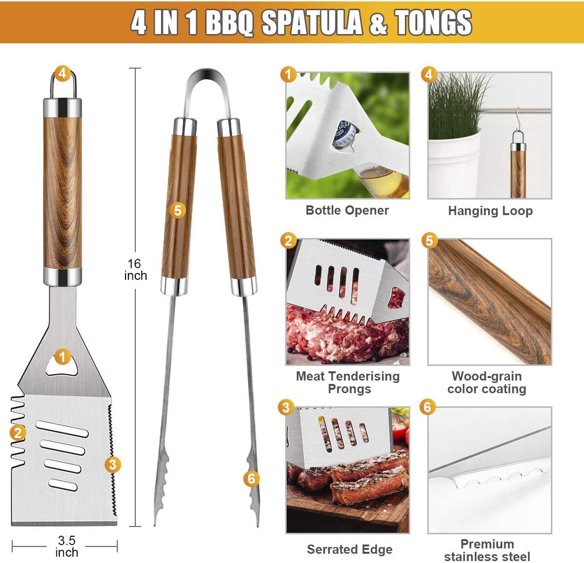 38 Pieces BBQ Grill Accessories BBQ Tools Set