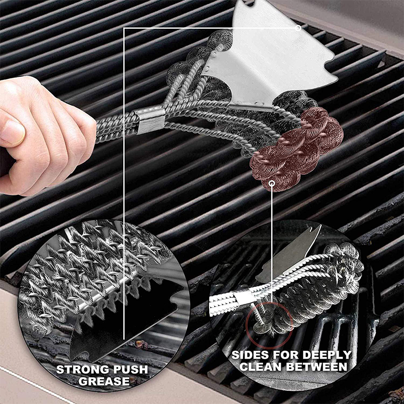 Wholesale Factory Custom Stainless Steel Grilling Accessories Cleaner BBQ Cleaning Brush Grill Scraper