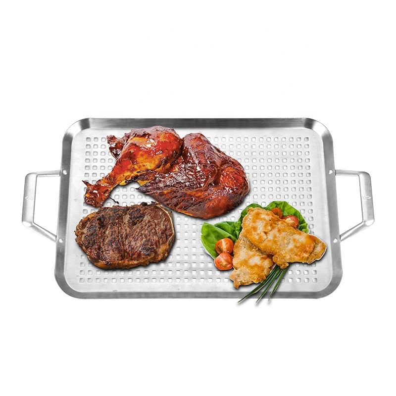 Cutstomizd Stainless Steel Barbecue Accessories BBQ Tools Basket Frying Pan